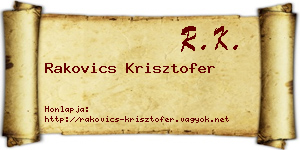 Rakovics Krisztofer névjegykártya